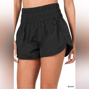 New!! Zenana Windbreaker Smocked Waistband Shorts